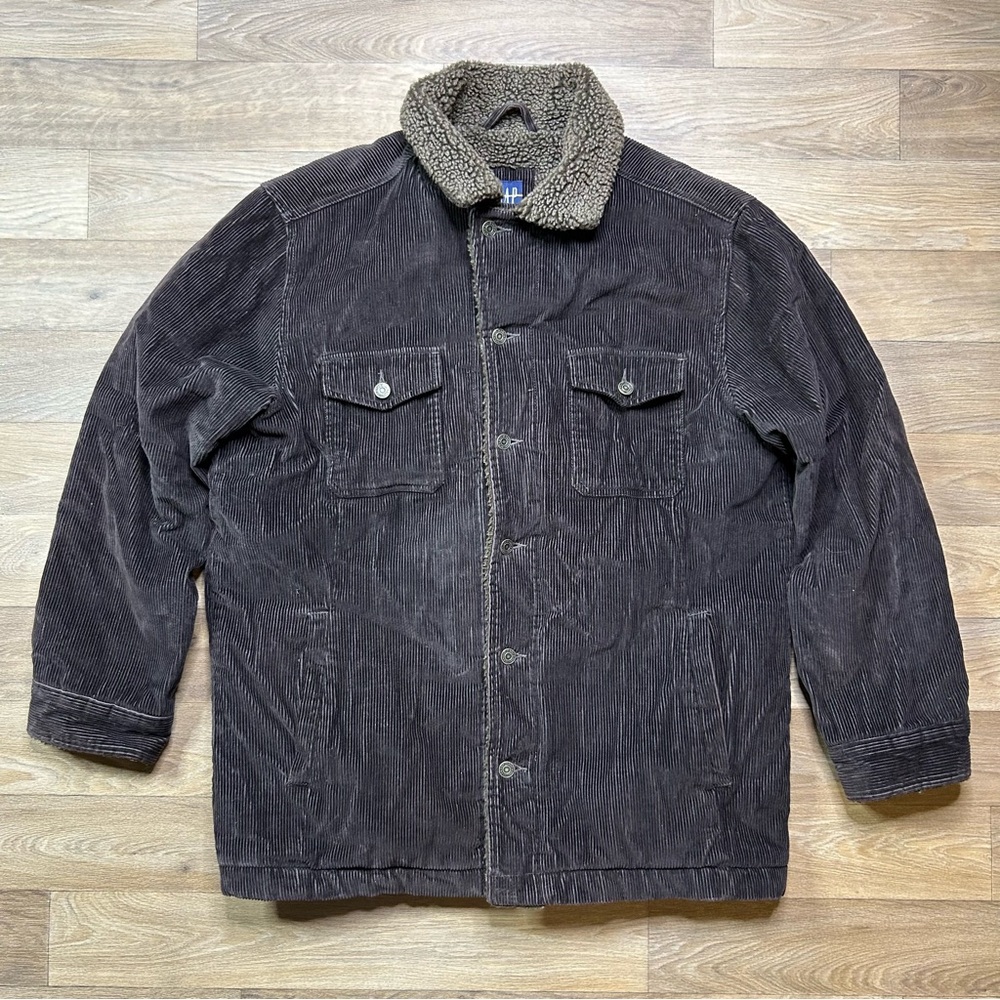 Vintage Gap Corduroy Sherpa Lined Jacket Mens Large Brown Trucker Chore Work Y2K